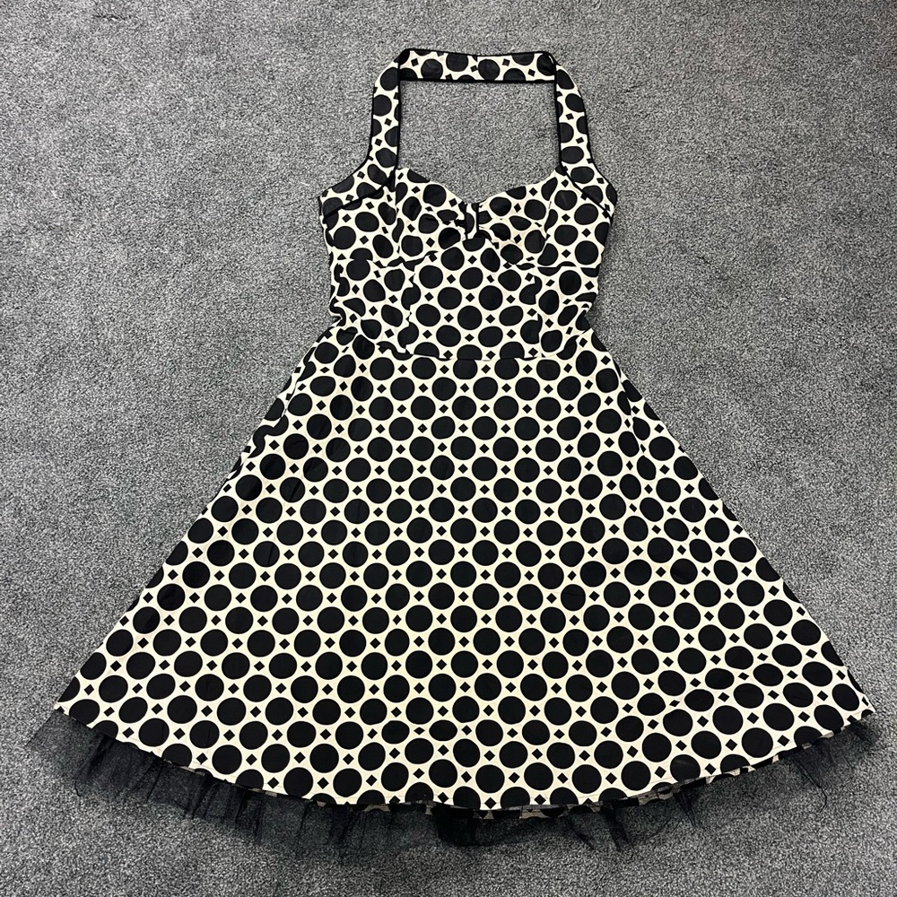 City Triangles Black and Cream Vintage Polka Dot Dress
